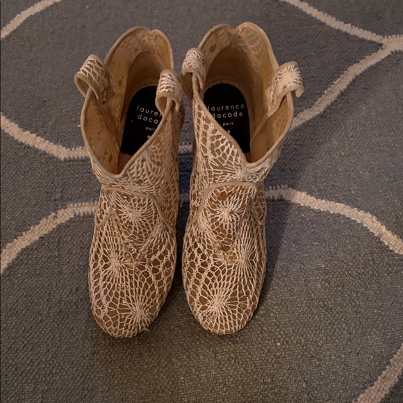 Laurence Dacade Gold glitter& macrame netting Holiday Sparkle booties- 38,All Products : American Fashion Style Bags On Sale